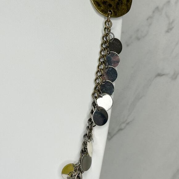 Chico's Mixed Metal Disc Charm Chain Statement Necklace ✨ - Picture 9 of 10